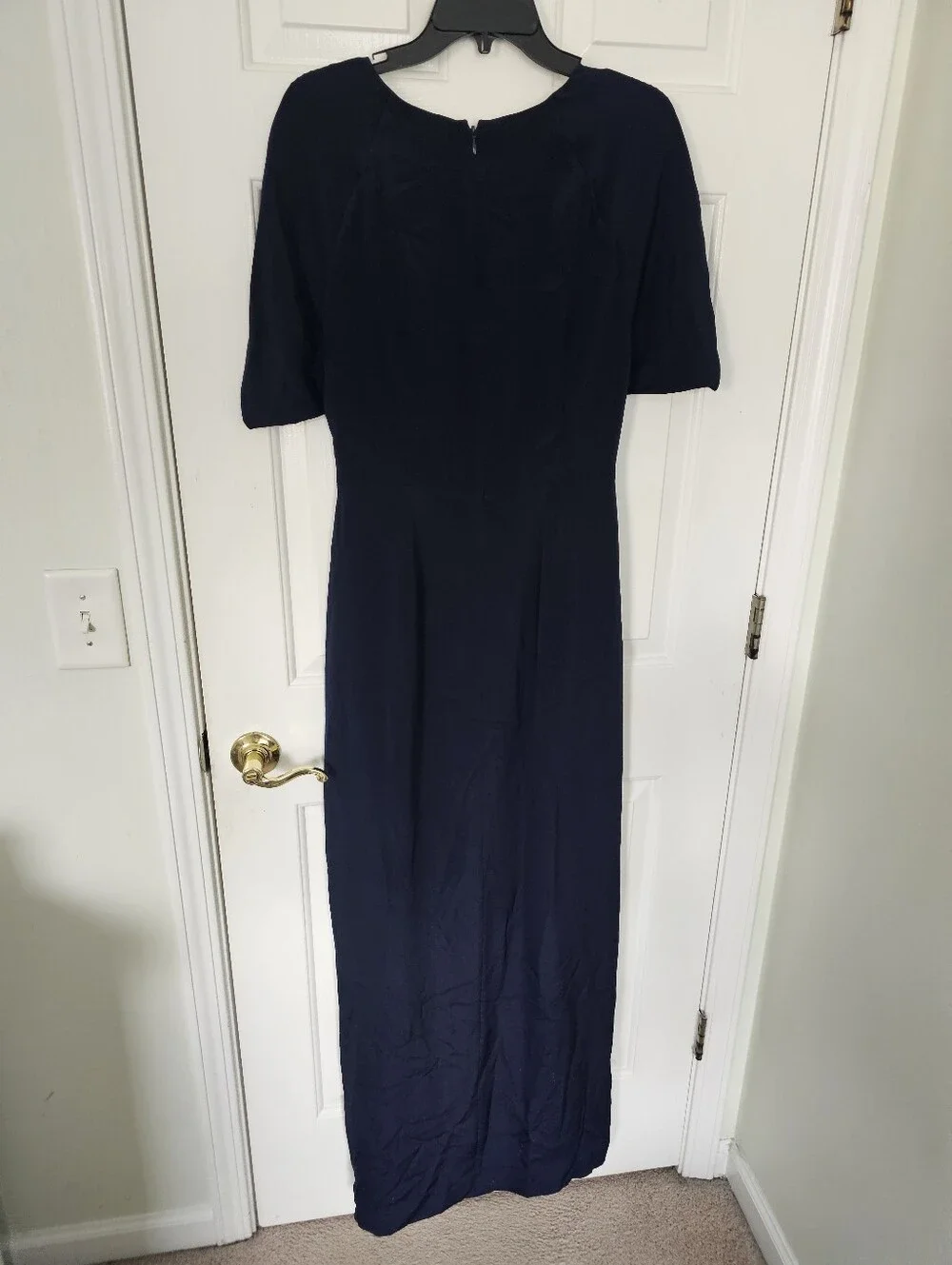 NWT J.Crew Collection 100% Silk Navy Faux Wrap Maxi Gown Size 10